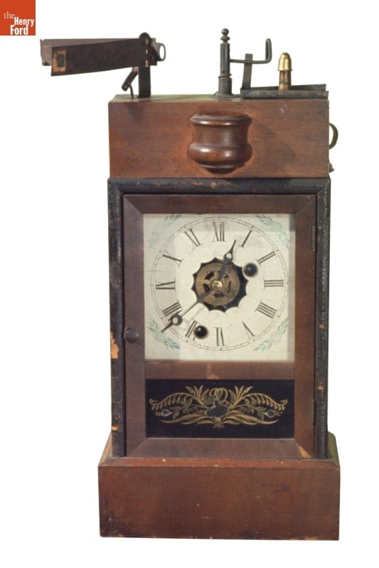 Ansonia Brass & Copper Co. Illuminated Alarm Clock, 1876