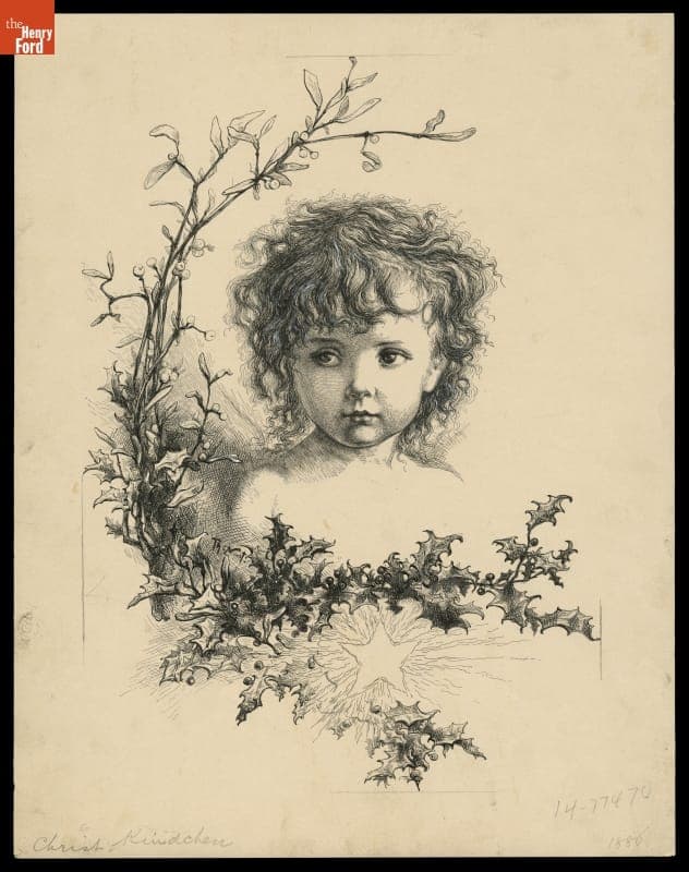 Etching Proof from a Thomas Nast Christmas Drawing, "Christkindchen," 1886