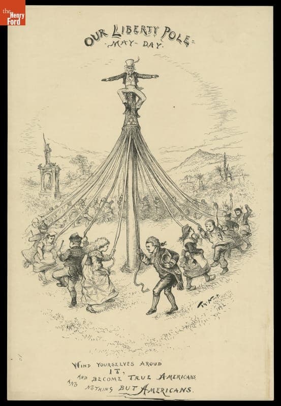 Etching Proof from a Thomas Nast Drawing, "Our Liberty Pole May-Day," 1892