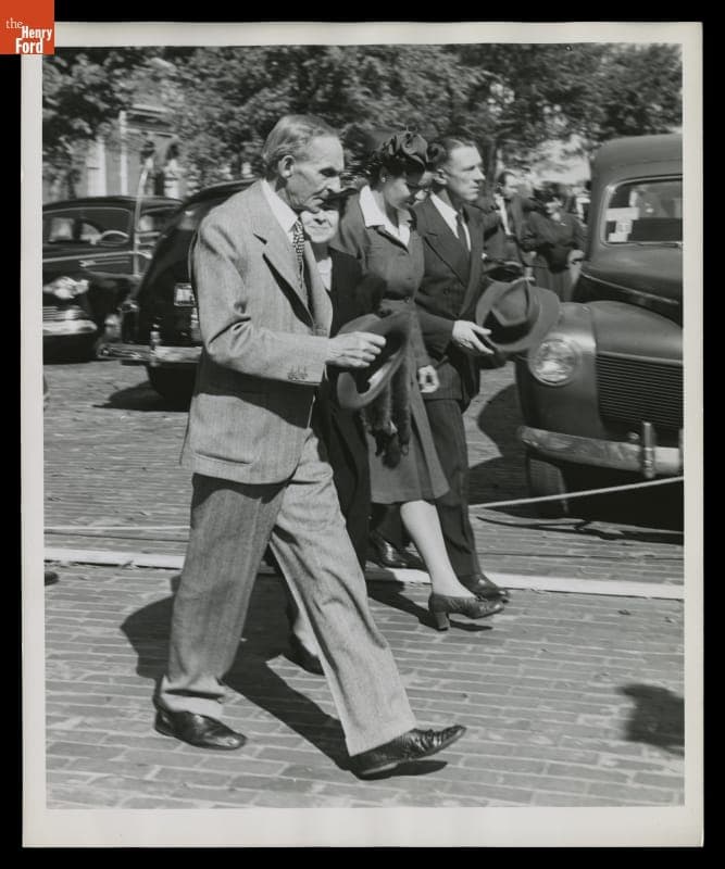 Henry Ford and Clara Ford at Henry Ford Museum for the Presentation of the Sikorsky VS-300 Helicopter, October 7, 1943