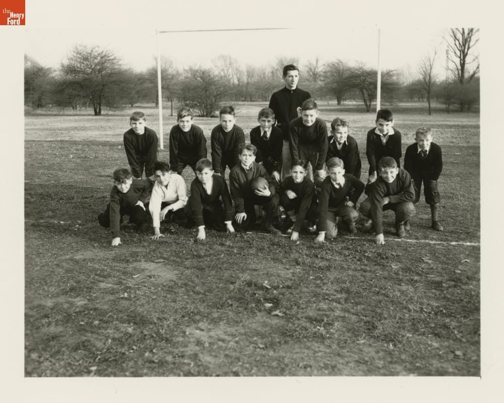 Edison Institute Schools Football Team on the Playing Field in Greenfield Village, November 1934