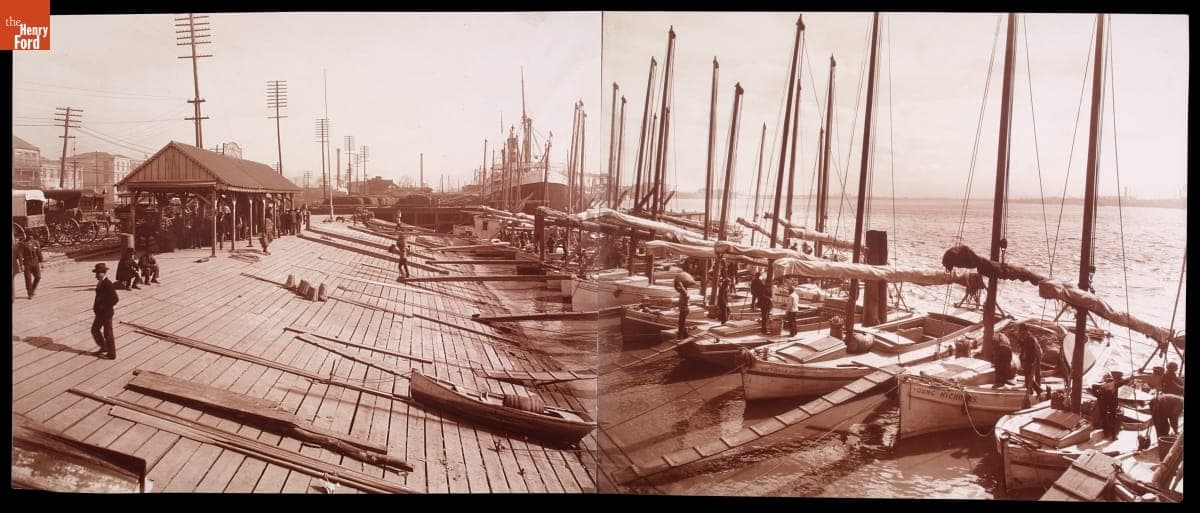 Oyster Luggers at Waterfront Dock, New Orleans, Louisiana, circa 1906