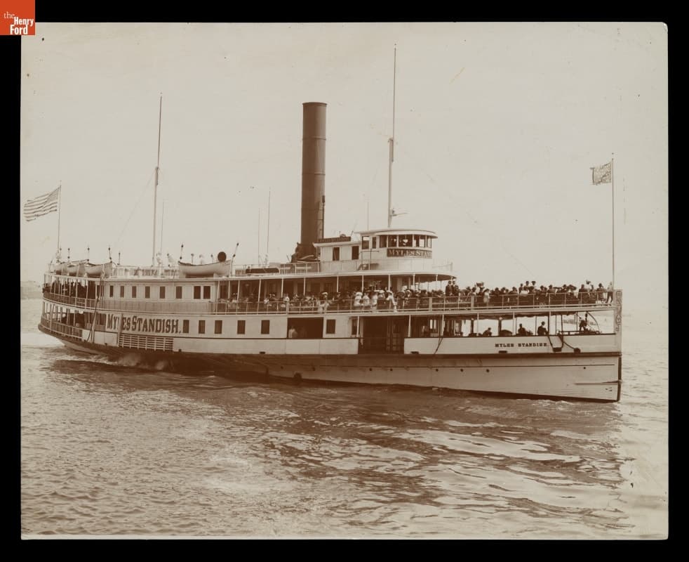 Side-Wheeler Steamboat Myles Standish, circa 1905