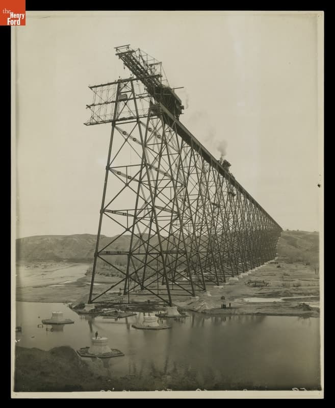 Erecting Lethbridge Iron Viaduct, Lethbridge, Alberta, Canada, 1908-1909