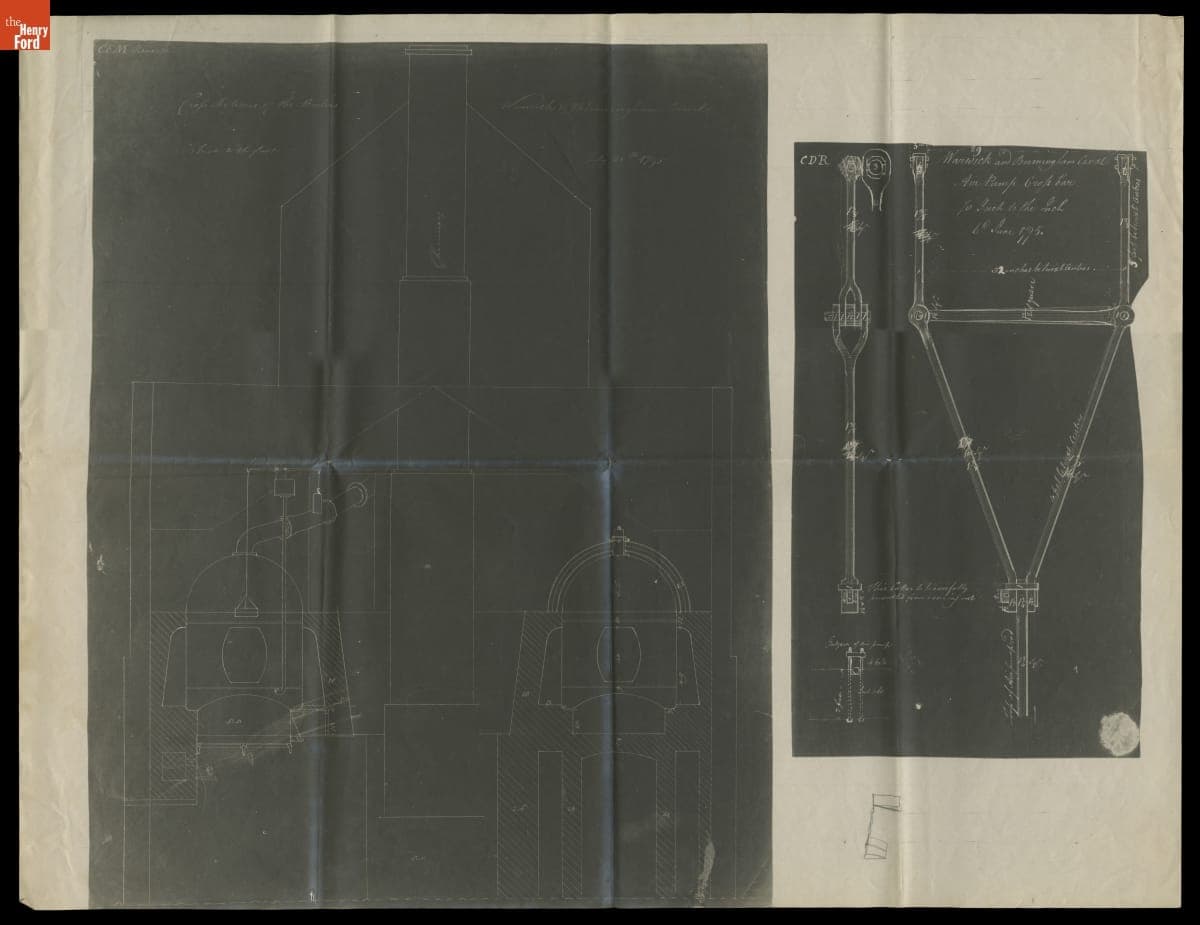 Drawing, "Cross Sections of the Boilers, Warwick and Birmingham Canal," 1795