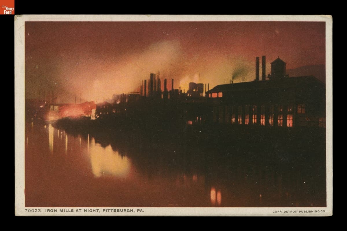 "Iron Mills at Night, Pittsburgh, Pa," 1910-1920