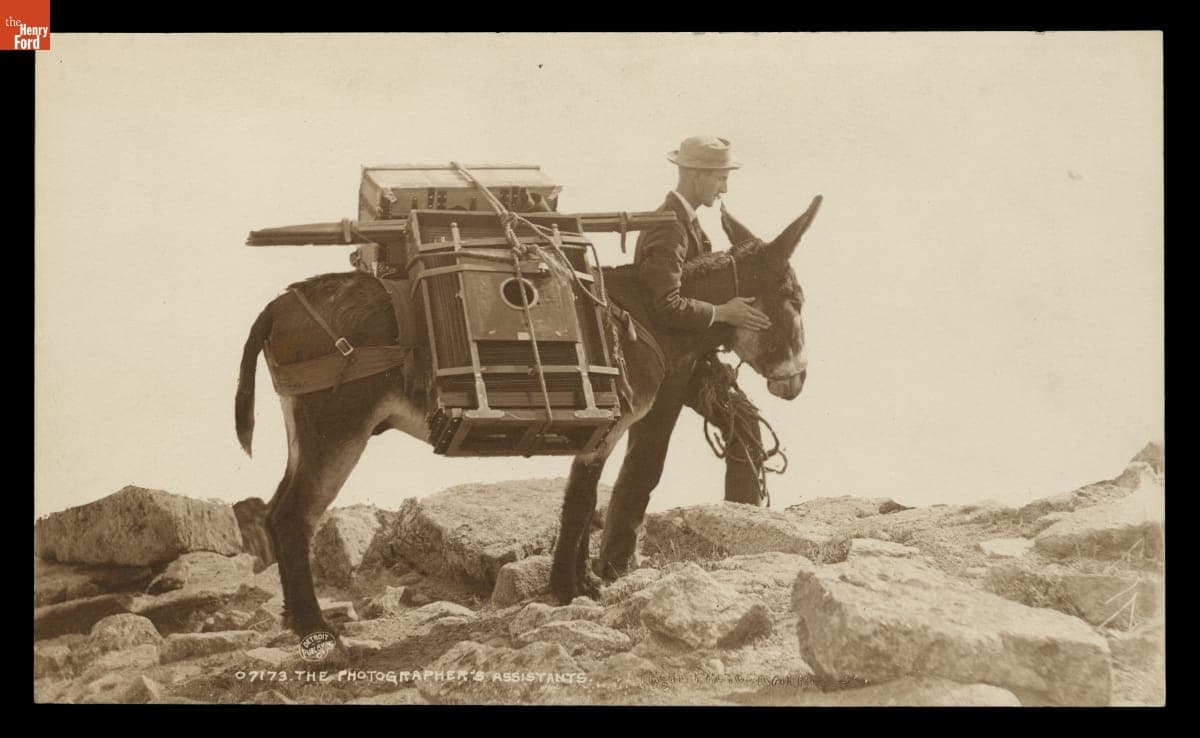 "The Photographer's Assistants," Photographer with Donkey Carrying Equipment, 1873