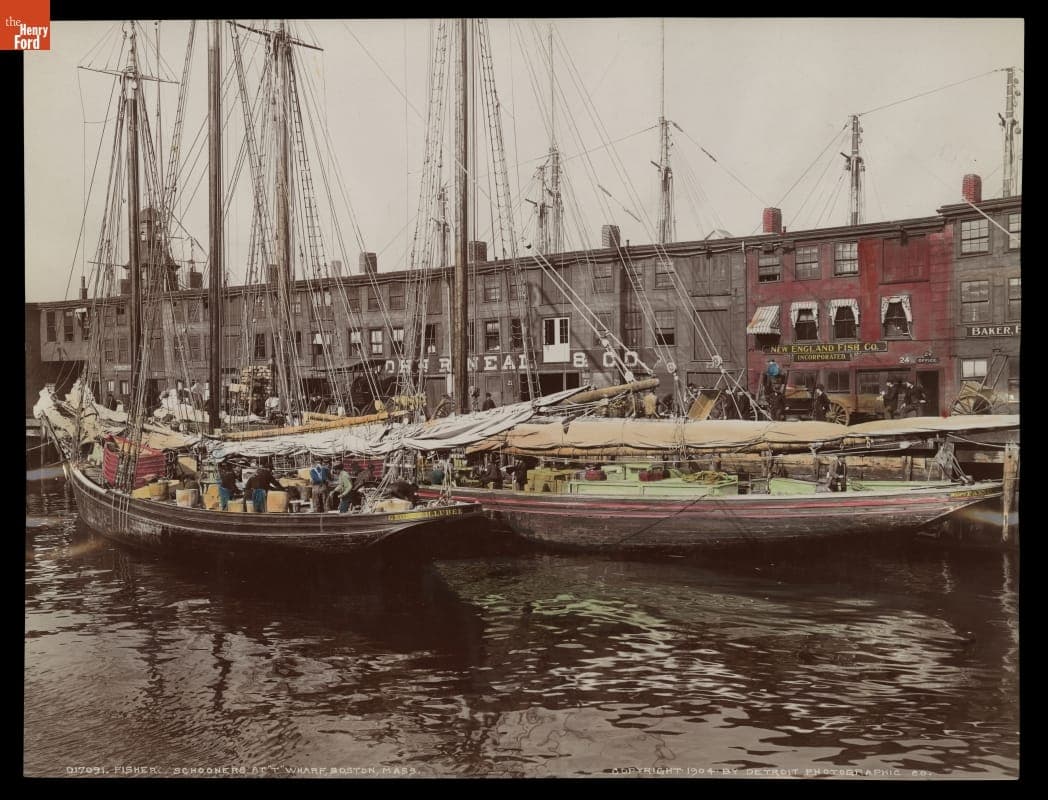 "Fishers Schooners at 'T' Wharf, Boston, Massachusetts," 1904