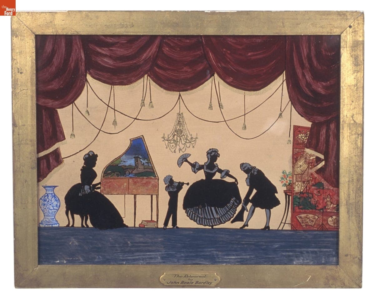 Reverse Glass Painting, "The Rehearsal," circa 1800