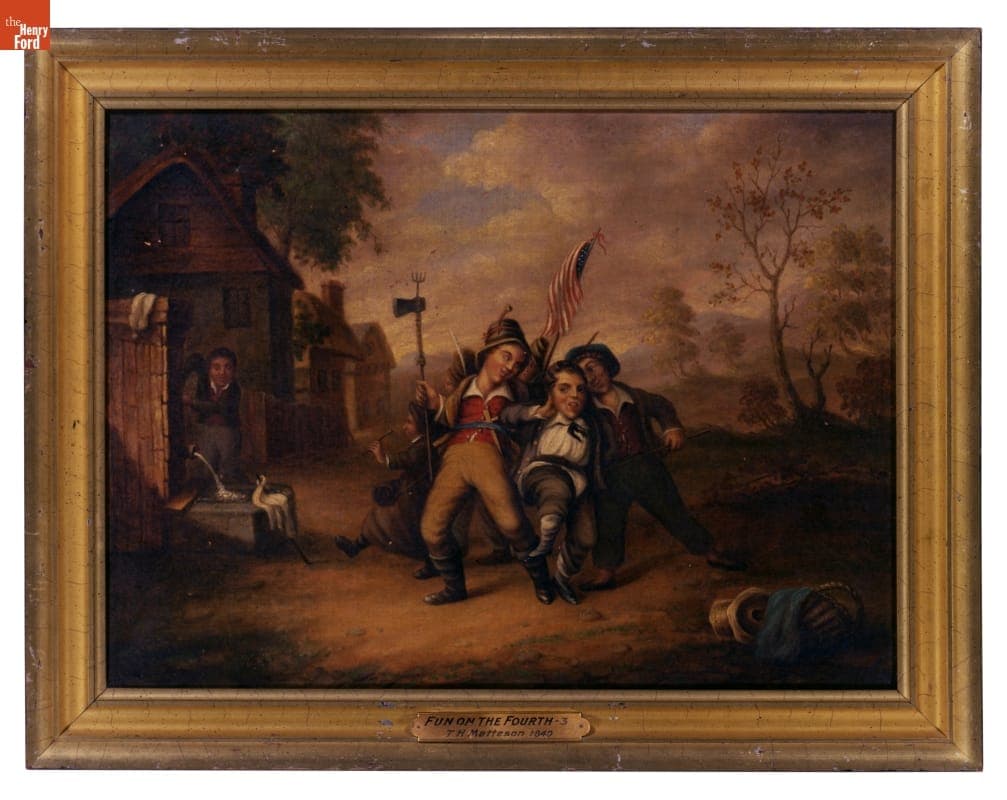 Oil Painting, "Fun On the Fourth" by Tompkins H. Matteson, 1840-1850
