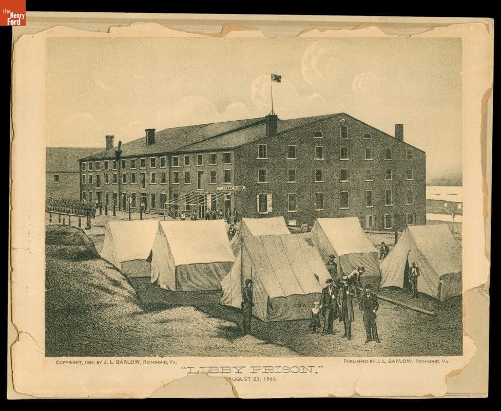 Lithograph, Libby Prison as it Appeared on August 23, 1863