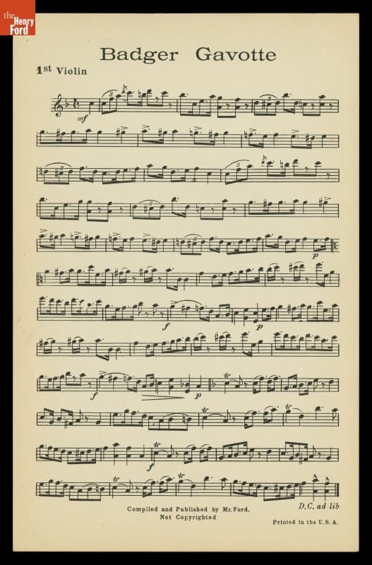 "Badger Gavotte," Published by Henry Ford, 1925-1926