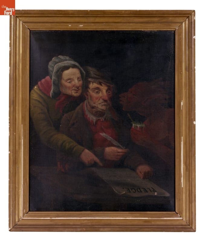 Oil Painting, "The Temperance Pledge," by John G. Dunn, circa 1851