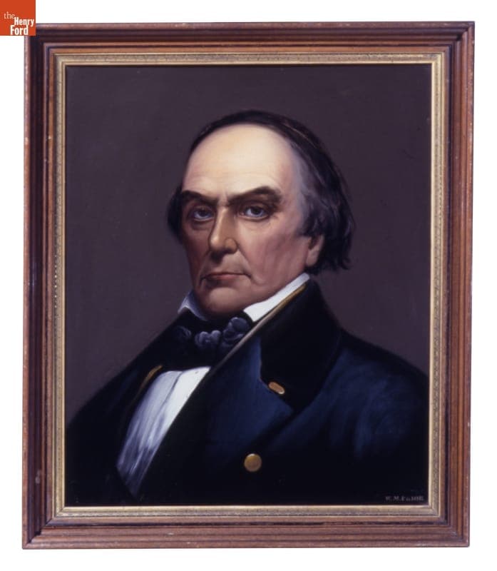Reverse Painting on Glass, Portrait of Daniel Webster by William Matthew Prior, circa 1850
