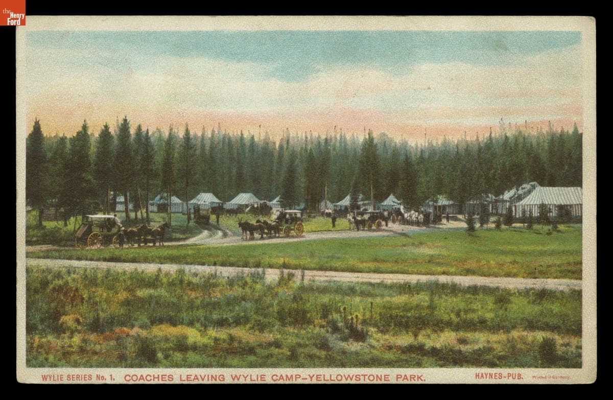 Coaches Leaving Wylie Camp, Yellowstone Park, circa 1910