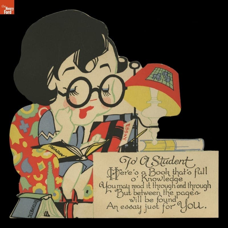 Valentine Card, "To a Student," 1925-1930
