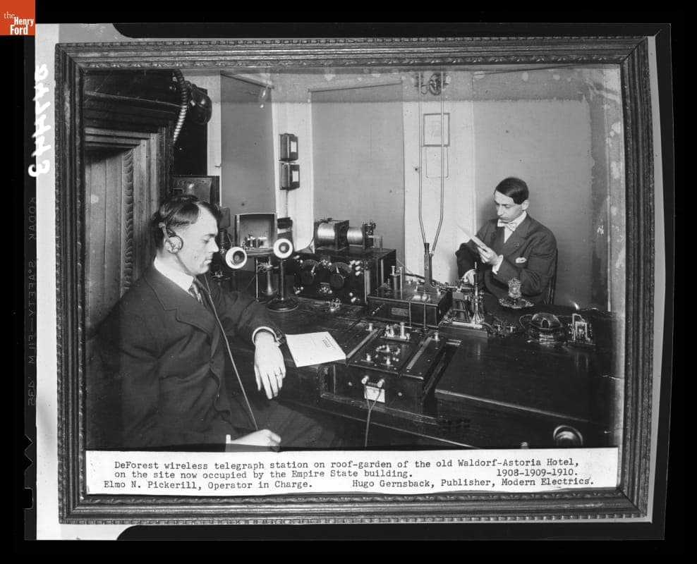 DeForest Wireless Telegraph Station on the Roof-Garden of the Waldorf-Astoria Hotel, 1908-1910