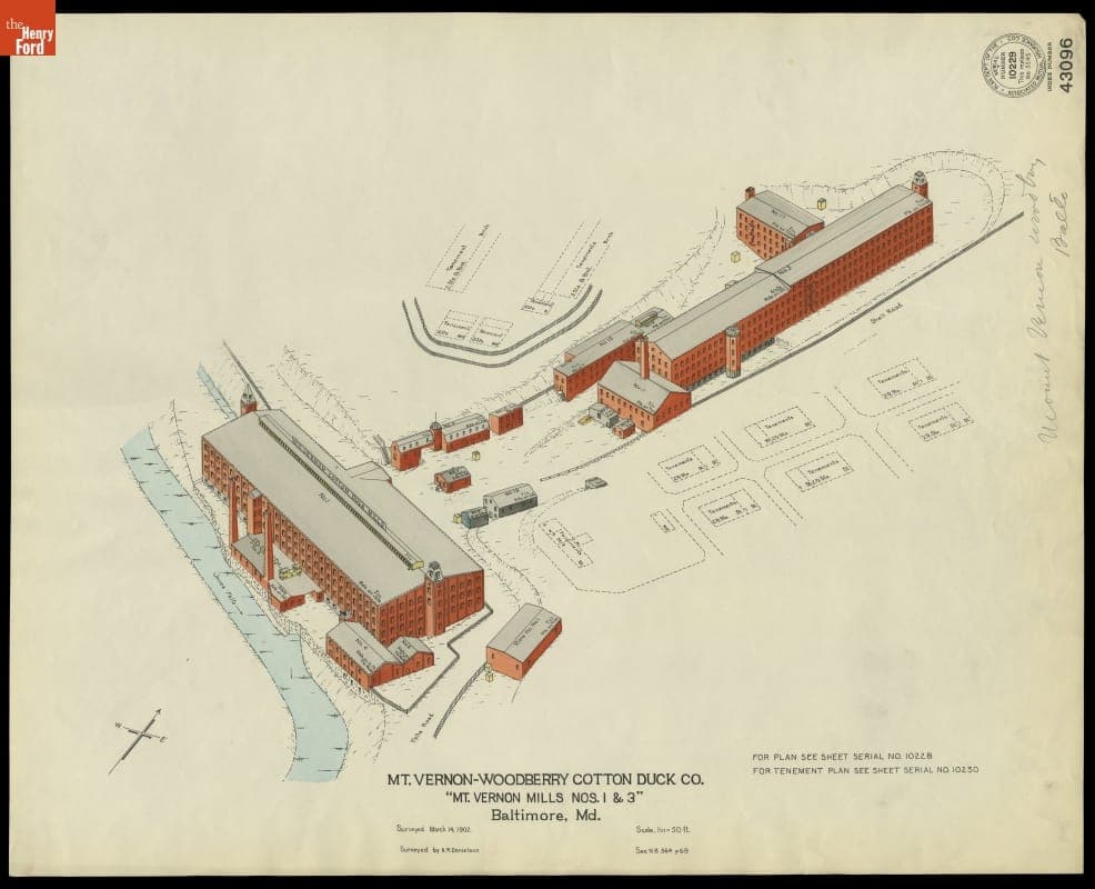 Fire Insurance Map of the Mt. Vernon-Woodberry Cotton Duck Co., Baltimore, Maryland, Surveyed March 14, 1902