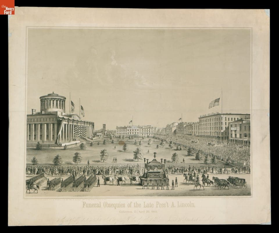 Lithograph, "Funeral Obsequies of the Late President A. Lincoln, Columbus, O., April 29, 1865"