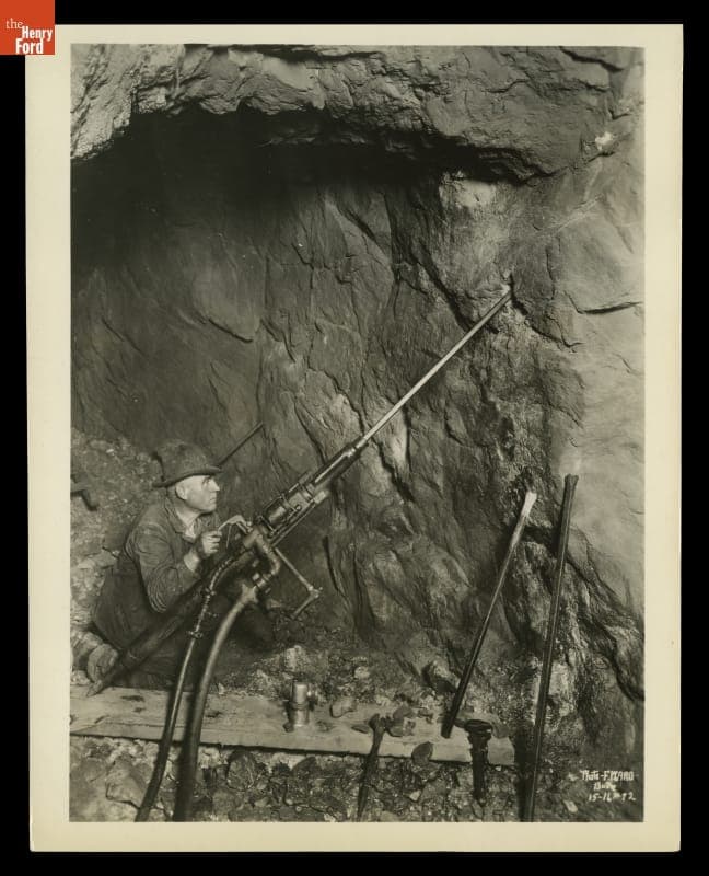 Miner Operating Pneumatic Drill, Anaconda Copper Mine, Montana, 1935