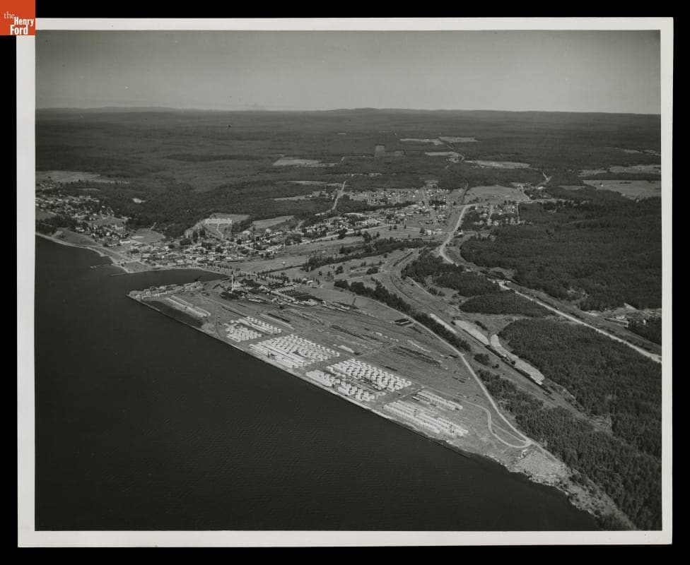 Aerial View of Ford Motor Company Sawmill, L'Anse, Michigan, August 1946