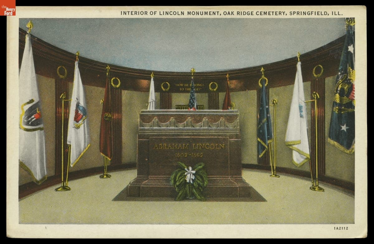 "Interior of Lincoln Monument, Oak Ridge Cemetery, Springfield, Ill.," 1931 Postcard