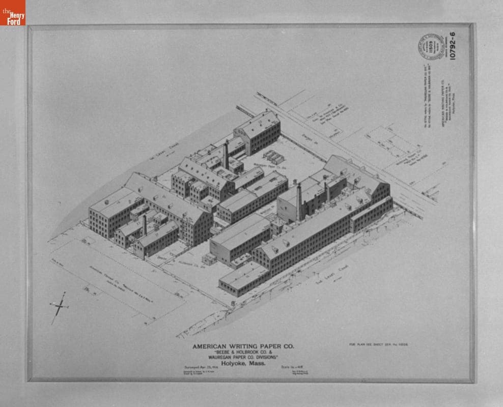 Fire Insurance Map of the American Writing Paper Co., Holyoke, Massachusetts, Surveyed April 23, 1914