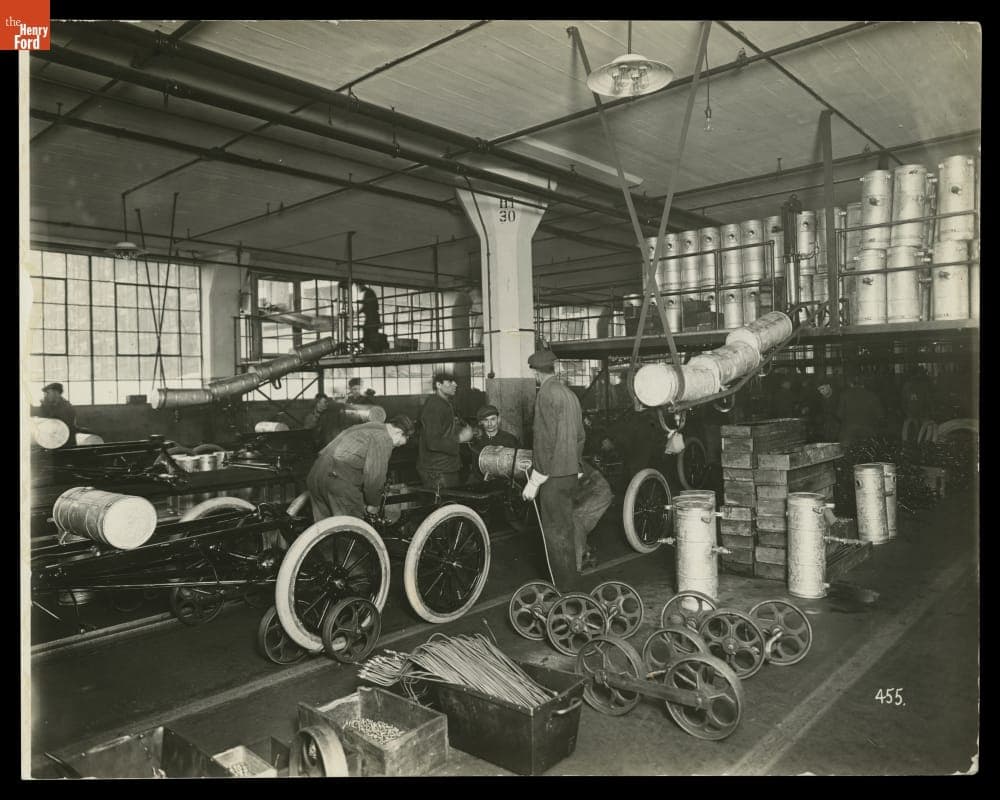 Attaching Gas Tank to Chassis, Ford Highland Park Plant, circa 1914