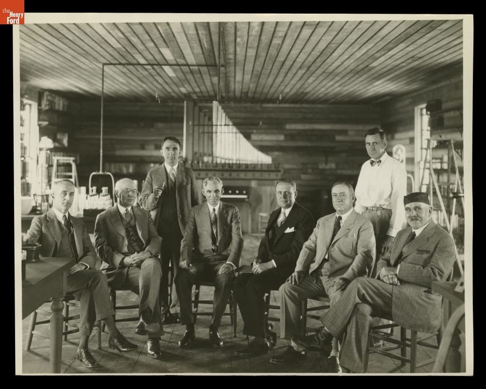 Henry Ford and Edison Pioneers in Menlo Park Laboratory in Greenfield Village, 1929