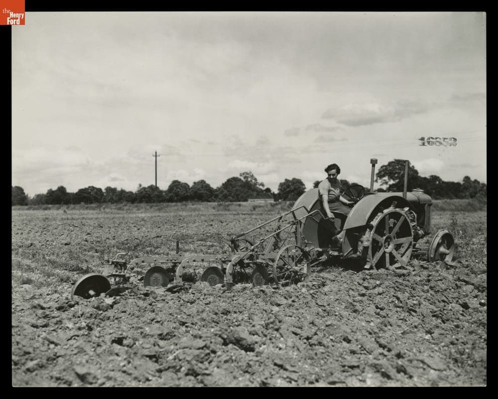 Woman on a Tractor Plowing a Field at Henry Ford Institute of Agricultural Engineering, England, 1939
