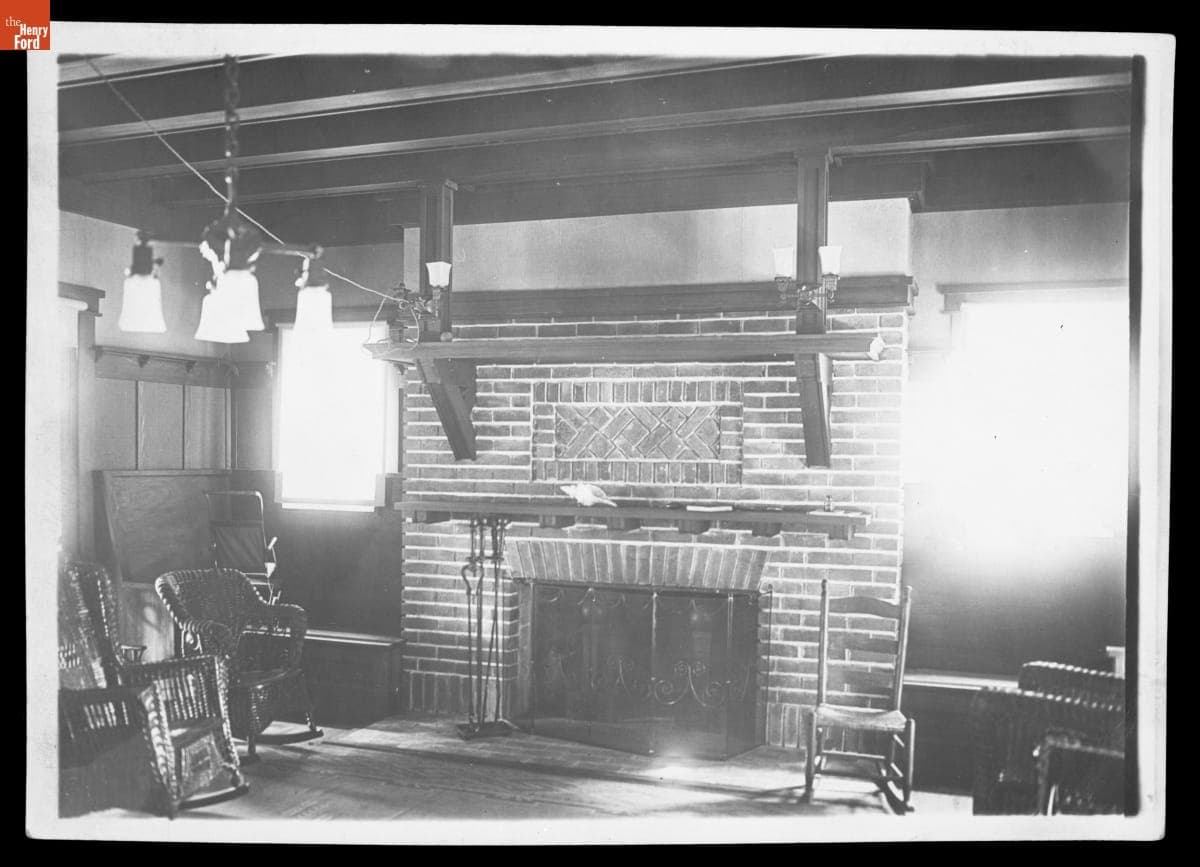 Fireplace at "The Mangoes," Winter Estate of Henry and Clara Ford in Fort Myers, Florida, circa 1920