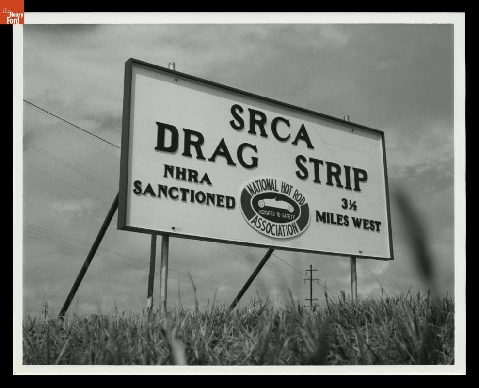 Sign for the SRCA Drag Strip, Great Bend, Kansas, 1955