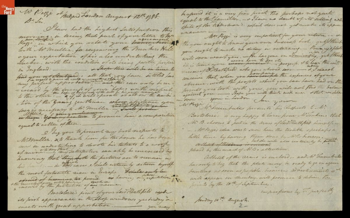 Letter from John Trumbull to A. C. de Poggi, August 12, 1788