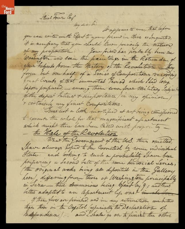 Letter from John Trumbull to Ithiel Town, February 13, 1840