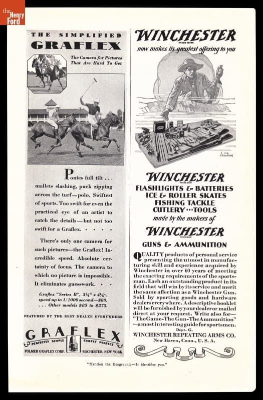 Graflex Camera Advertisement, "The Simplified Graflex, the Camera for Pictures that are Hard to Get," July 1929