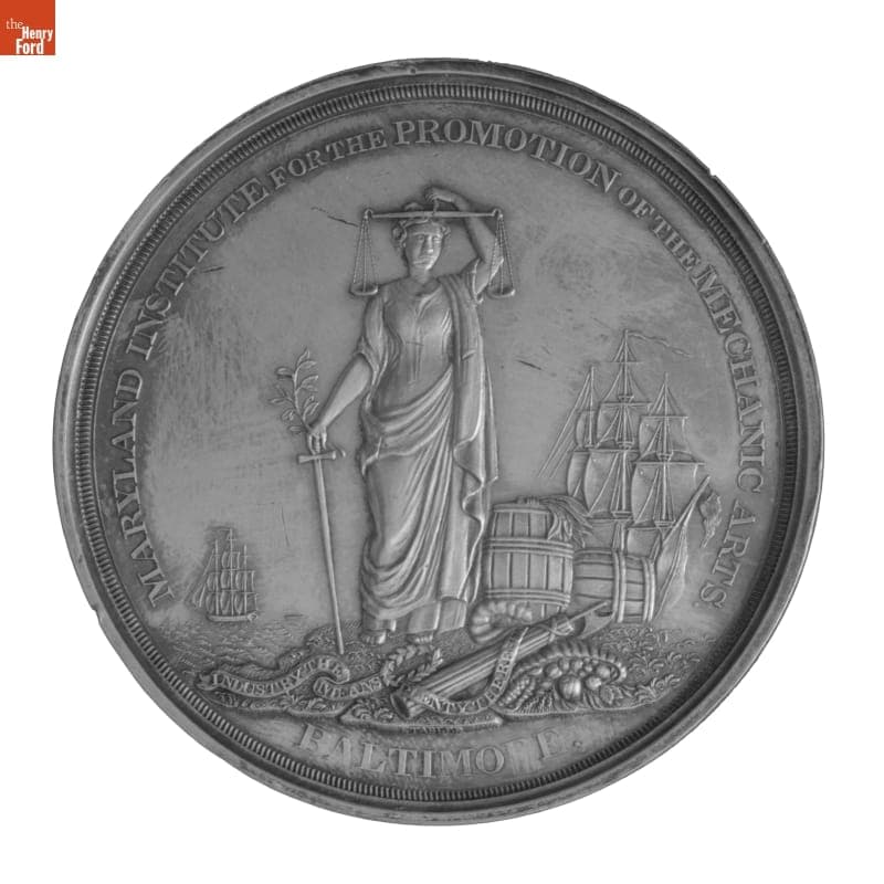 Maryland Institute for the Promotion of the Mechanic Arts Medal Awarded to "C. Potter Jr. for Davis' Oscillating Power Press," 1857