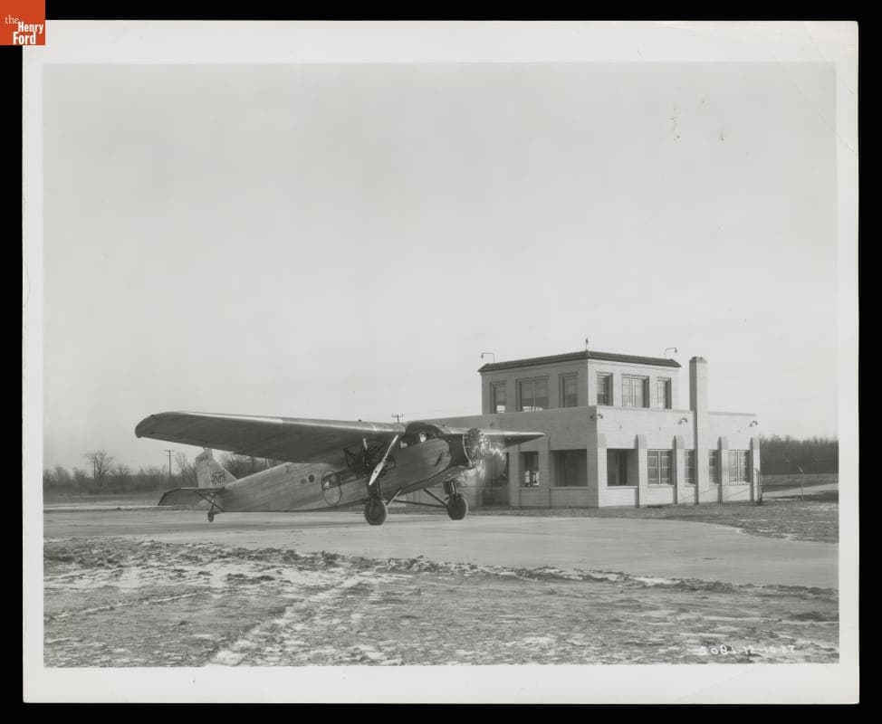 Ford Tri-Motor 4-AT-13 Airplane by Passenger Terminal at Ford Airport, December 1927