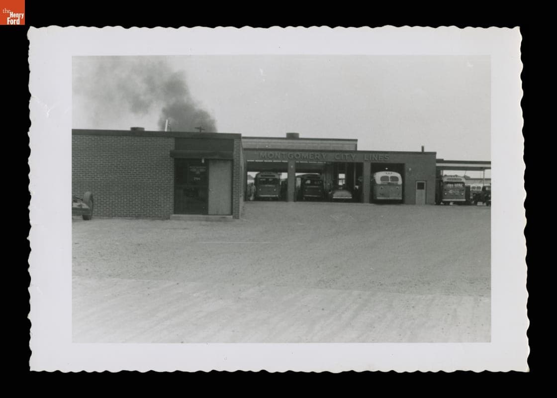 Office and Bus Bays at Montgomery City Bus Lines, Montgomery, Alabama, 1954