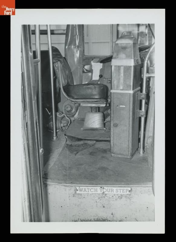 Driver's Seat and Fare Box on Montgomery City Lines Bus, circa 1954-1960