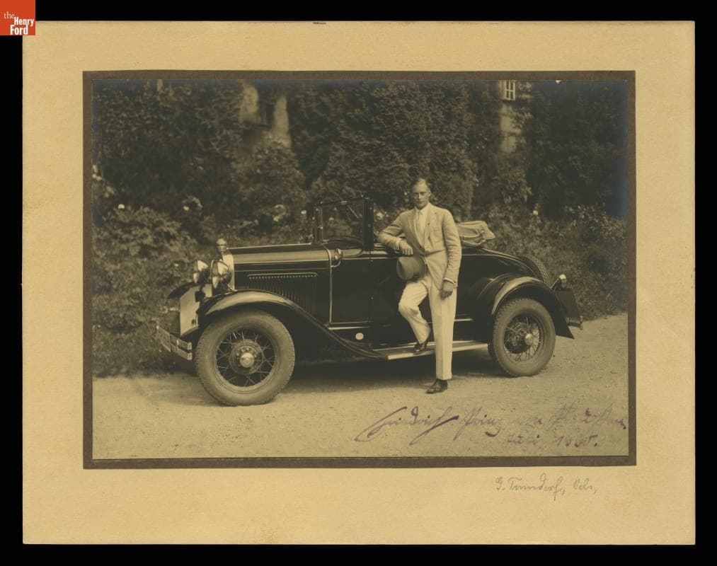 Friedrich, Prince of Prussia, with Ford Model A Cabriolet Convertible, July 1930