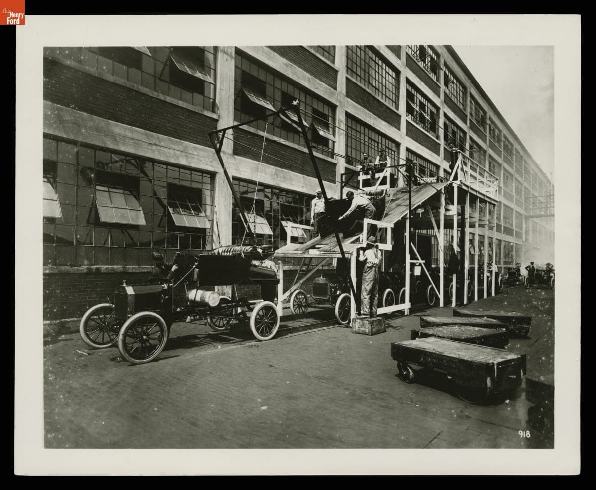 Ford Model T Body Drop at the Highland Park Plant, circa 1914