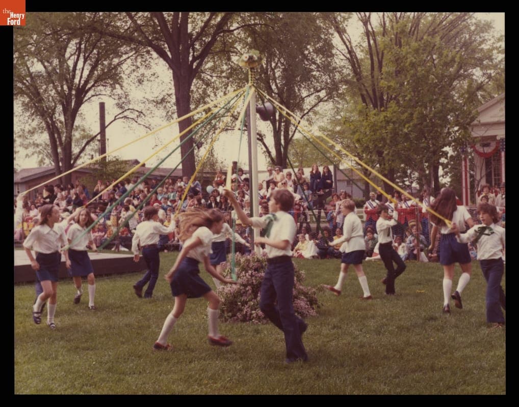 Maypole Dance on the Village Green during Country Fair in Greenfield Village, May 1975