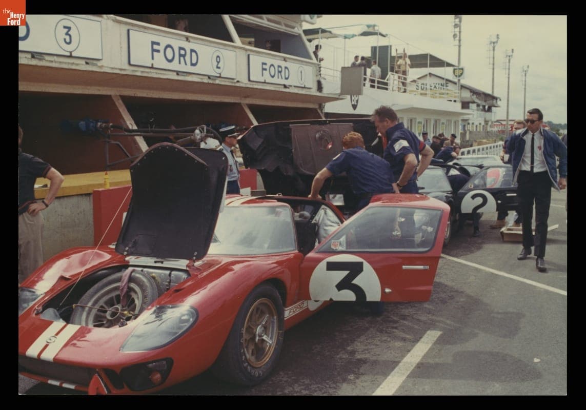 Ford GT40 Mark II Race Cars at the 24 Heures du Mans (24 Hours of Le Mans) Race, June 1966