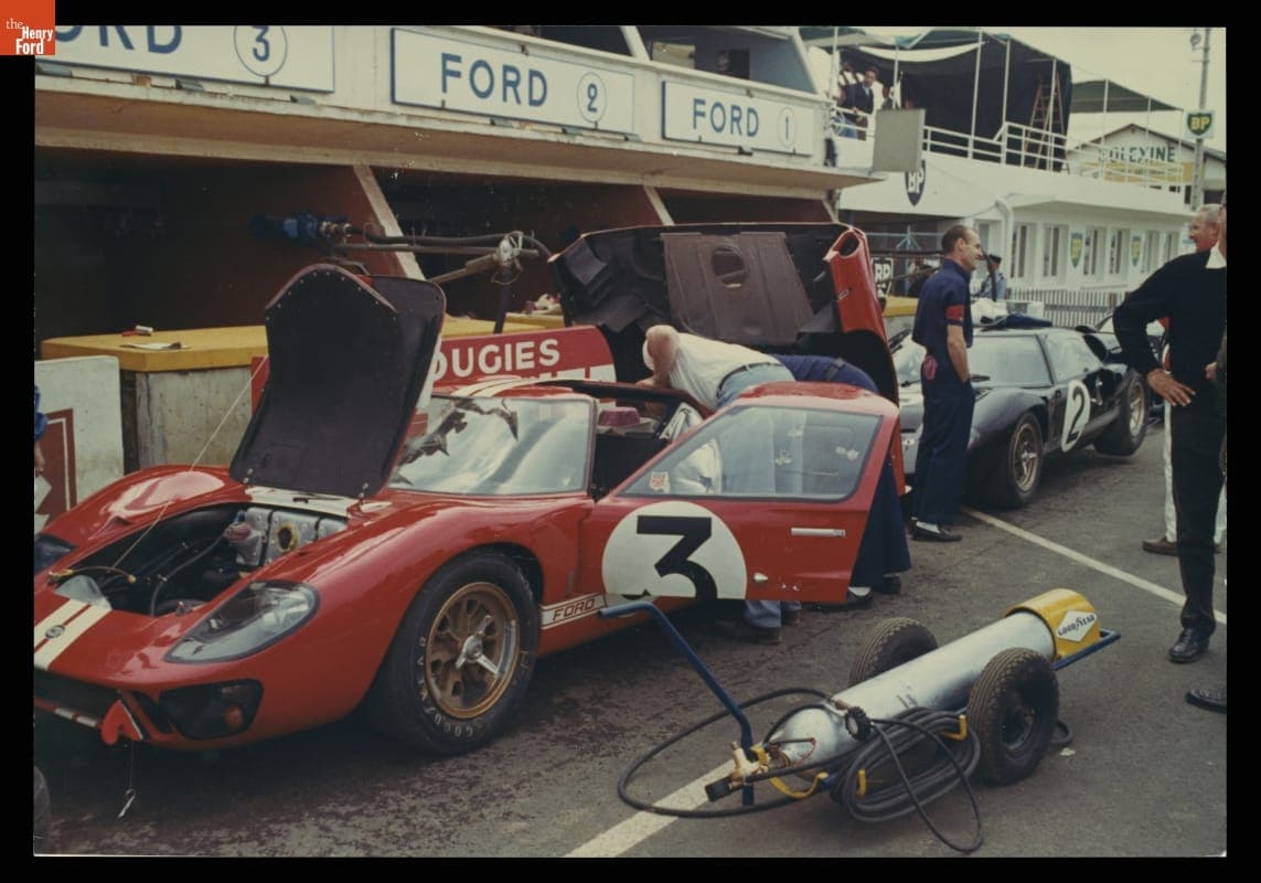 Ford GT40 Mark II Race Cars at the 24 Heures du Mans (24 Hours of Le Mans) Race, June 1966