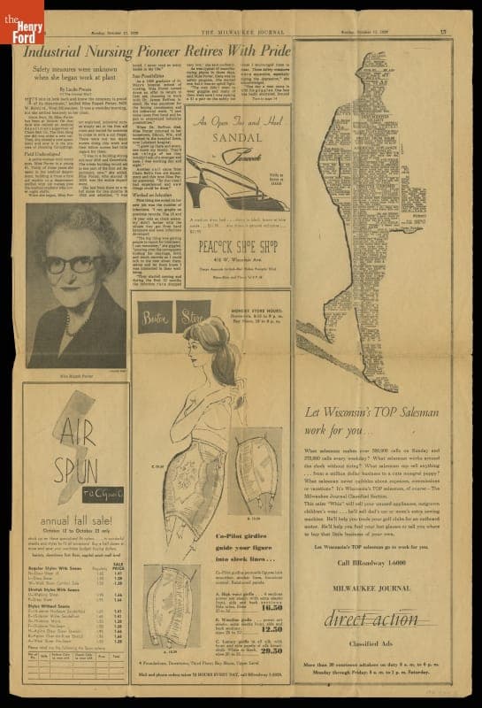 "Industrial Nursing Pioneer Retires With Pride," October 11, 1959 Article in The Milwaukee Journal