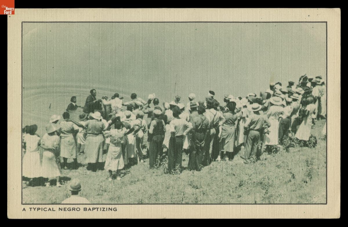 "A Typical Negro Baptizing," Postcard, circa 1935