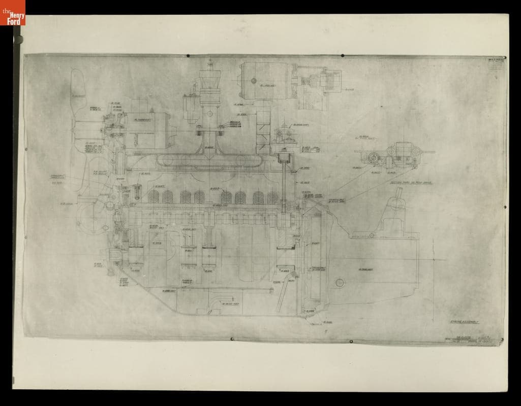 Diagram of Ford V-8 Engine Assembly, August 1932