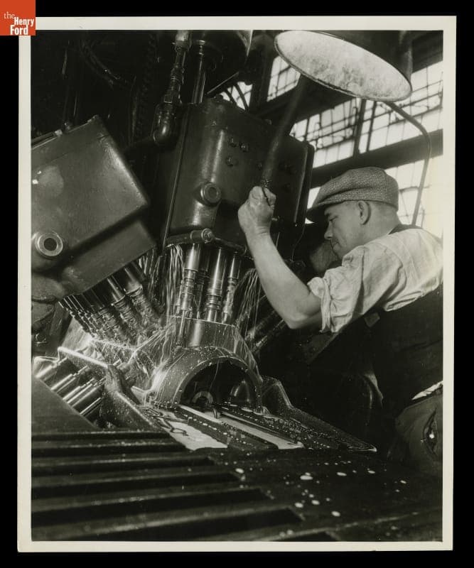 Machining V-8 Cylinder Block in Ford Rouge Plant, 1934