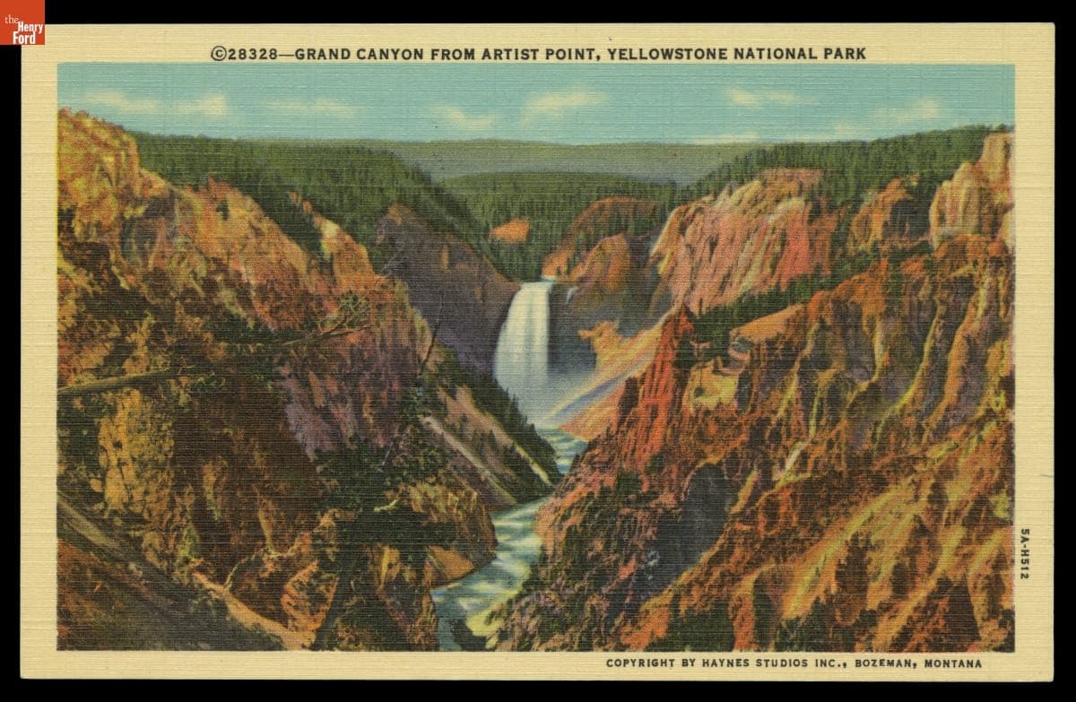"Grand Canyon from Artist Point, Yellowstone National Park," 1935 Postcard