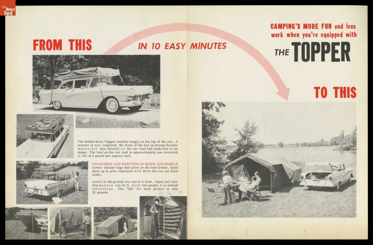 Catalog for "The Topper" Camping Tent, circa 1957
